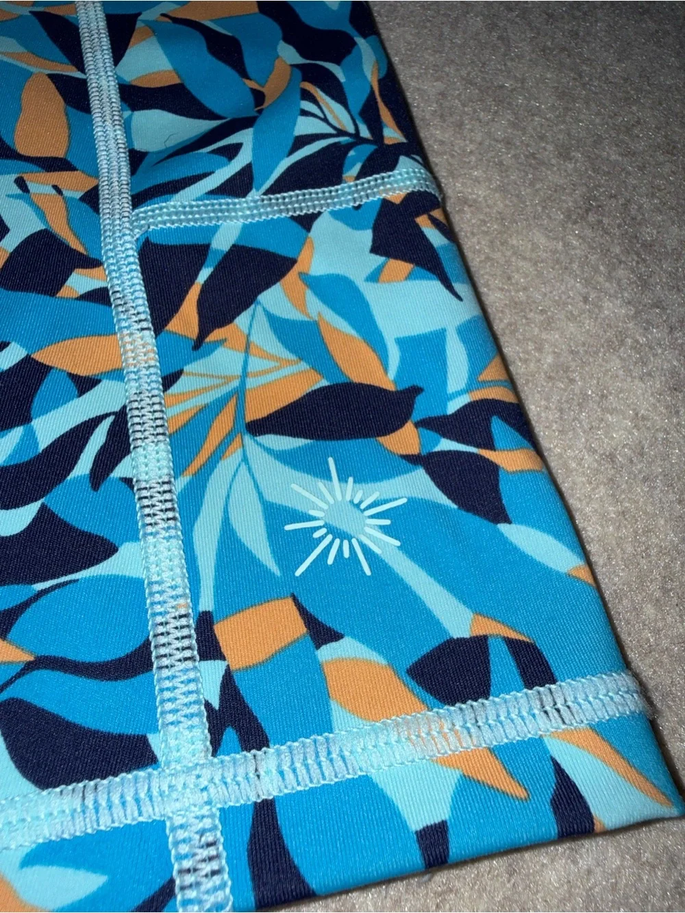 aerie Blue‎ Multi Leaf-Print Athletic Shorts